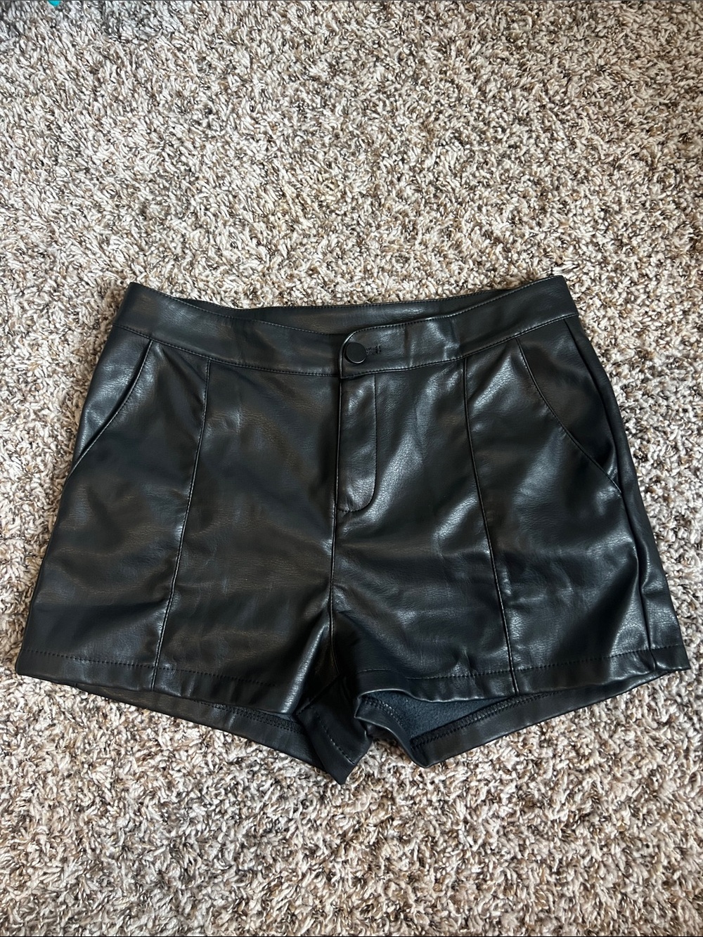 Women's Black Faux Leather High-Waist Micro Shorts